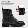image:imageStelle Girls Combat Ankle Boots with Printed LaceUp and Side ZipperPatent Black Glitter