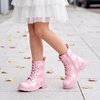 image:imageStelle Girls Combat Ankle Boots with Printed LaceUp and Side ZipperPink Ombre Glitter