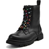 image:imageStelle Girls Combat Ankle Boots with Printed LaceUp and Side ZipperBlack