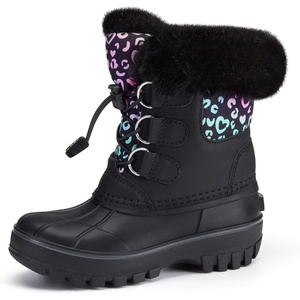 image:imageStelle Girls Snow Boots with Faux Fur Collar Kids Winter Warm BootRainbow Leopard