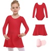 image:imageStelle Girls Ballet Leotards Dance Outfits with Skirt and Footed Tights04redlong Sleeve