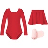 image:imageStelle Girls Ballet Leotards Dance Outfits with Skirt and Footed Tights04redlong Sleeve