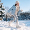 image:imageStelle Kids Snow Boots with hookamploop Girls Boys Winter Warm BootsWhite
