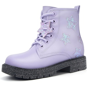 image:imageStelle Combat Boots for Girls Star Print Boots with Lace Up Side ZipperLavender