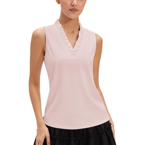 image:imageStelle Womens Sleeveless Ruffle Golf Polo Shirt UPF 50 Quick Dry Tank TopsBallet Pink