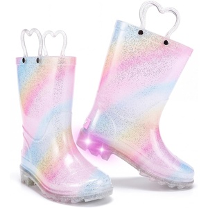 image:imageStelle Girls Light Up Rain Boots for Toddler Kids Glitter BootsRainbow Stripe