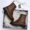 image:imageStelle Girls Combat Ankle Boots with Printed LaceUp Side ZipperBrown