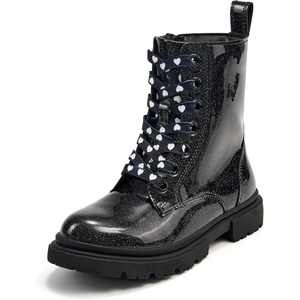 image:imageStelle Girls Combat Ankle Boots with Printed LaceUp Side ZipperPatent Black Glitter