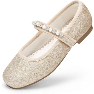 image:imageStelle Girls Dress Shoes Beaded Mary Jane Flats for Flower GirlGold Glitter