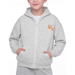 image:imageStelle Girls Zip Up Hoodies Teen Fleece Corgi Sweatshirts with PocketLight Heather Grey