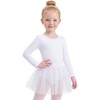 image:imageStelle Ballet Leotards for Girls Long Sleeve Dance Leotard with Sequin Tulle Tutu Skirt Toddler Ballerina OutfitWhite