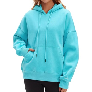 image:imageStelle Womens Oversized Fleece Hoodie Printed Cuff Fall SweatshirtsAqua Blue