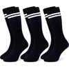 image:imageStelle 3 Pairs Kids Soccer Socks Girls Striped Athletic Knee High Socks3 Pairs3black
