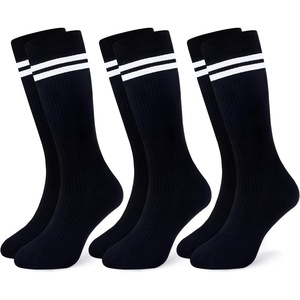 image:imageStelle 3 Pairs Kids Soccer Socks Girls Striped Athletic Knee High Socks3 Pairs3black