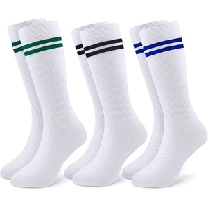 image:imageStelle 3 Pairs Kids Soccer Socks Girls Striped Athletic Knee High Socks3 Pairsgreen Stripeblack Stripeblue Stripe