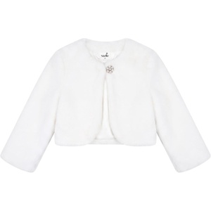 image:imageStelle Girls Faux Fur Dress Coat Cozy Bolero Shrug Button JacketWhite