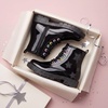 image:imageStelle Combat Boots for Girls Star Print Boots with Side ZipperPatent Black