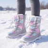 image:imageStelle Girls Snow Boots Warm Faux Fur Collar Kids Winter ShoesMermaid Ombre
