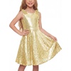 image:imageStelle Girls Sequin Dress Sleeveless ALine Sparkly Dresses 515 YGold