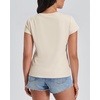 image:imageStelle Womens Cotton VNeck T Shirt Short Sleeve Basic Tees Casual TopsWhite Beige