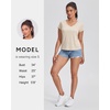 image:imageStelle Womens Cotton VNeck T Shirt Short Sleeve Basic Tees Casual TopsWhite Beige