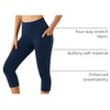 image:imageStelle Womens Yoga Pants with Pockets High Waisted Capri Leggings Tummy Control Workout Cycling PantsNavy