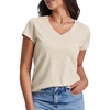 image:imageStelle Womens Cotton VNeck T Shirt Short Sleeve Basic Tees Casual TopsWhite Beige