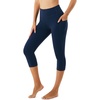 image:imageStelle Womens Yoga Pants with Pockets High Waisted Capri Leggings Tummy Control Workout Cycling PantsNavy