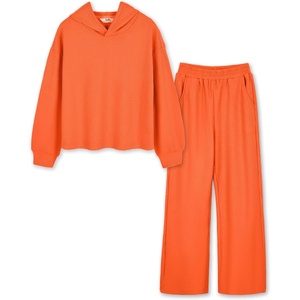 image:imageStelle Girls Waffle Knit Hoodie and Sweatpants 2 Piece Outfits 515 YOrange