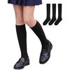 image:imageStelle Girls Knee High Socks Cotton School Uniform Dress Long Sock 3 Pairs3black