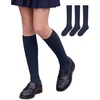 image:imageStelle Girls Knee High Socks Cotton School Uniform Dress Long Sock 3 Pairs3midnight Blue