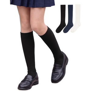image:imageStelle Girls Knee High Socks Cotton School Uniform Dress Long Sock 3 PairsBlackwhitemidnight Blue